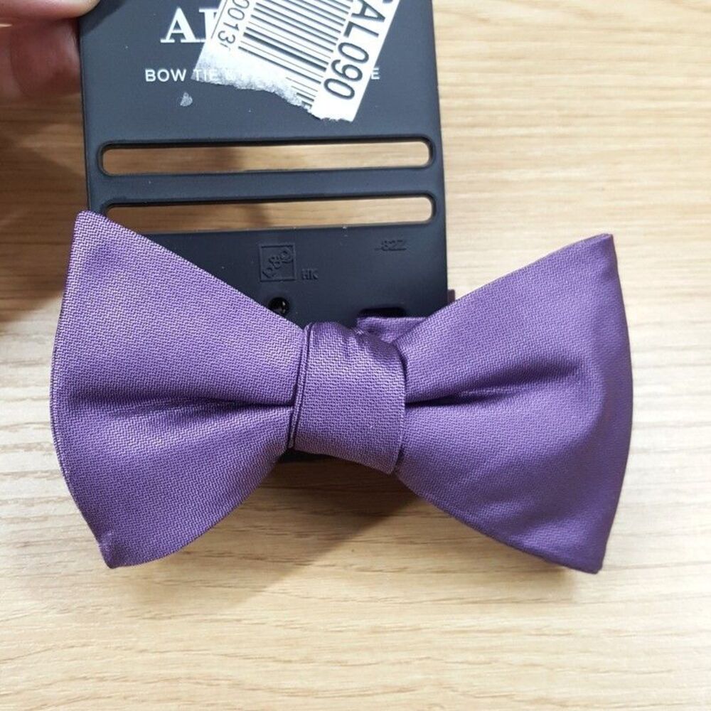 ALFANI Mens Bow Tie Solid Purple Satin Pre-Tied